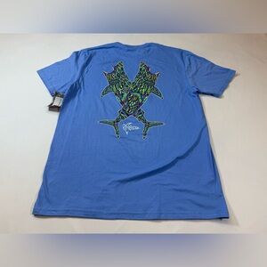 NWT Placoidz two shark men’s large tshirt blue (bin T)